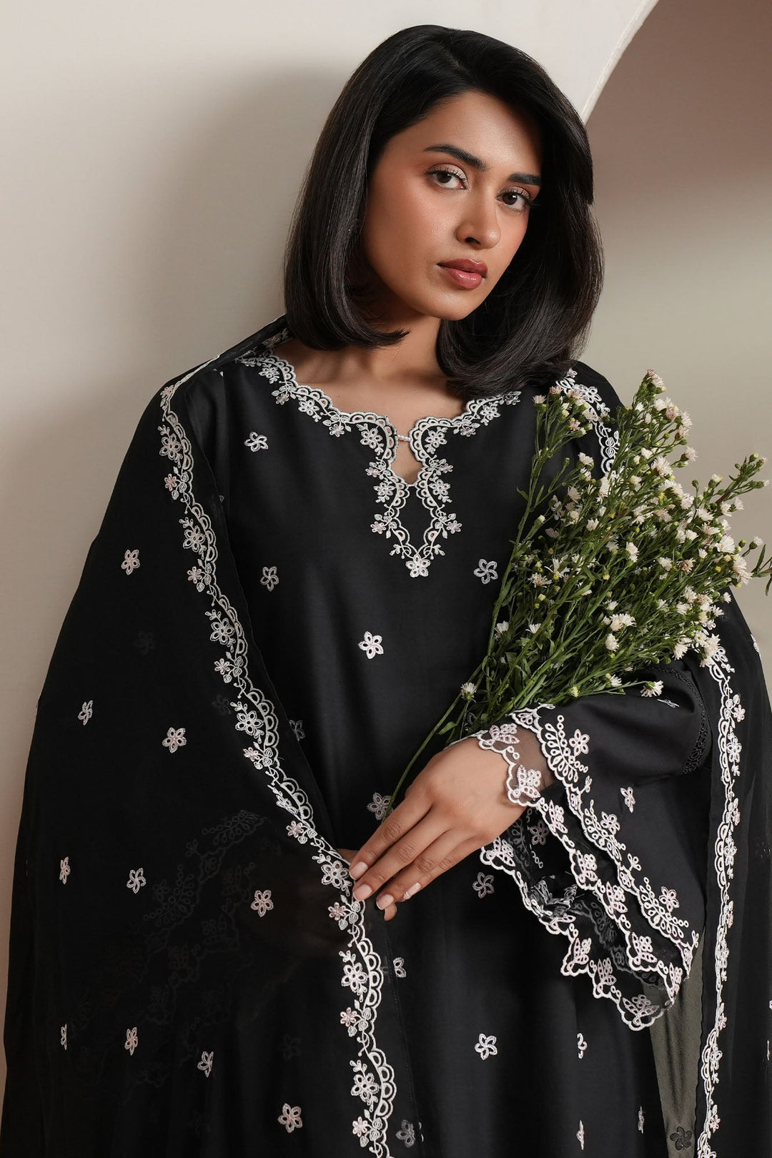 Cross Stitch - Noir Canvas Embroidered Lawn Unstitch Suit For Women - 3 Piece