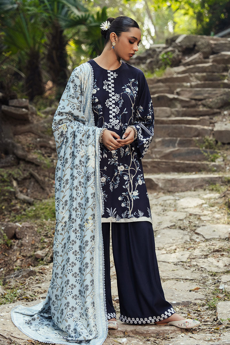 Cross Stitch - OCEAN BREEZE Marina Black Unstitch Suit For Women - 3 Piece