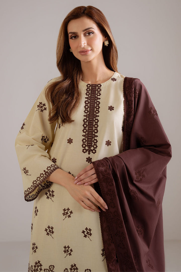 Cross Stitch - Obsidian Cream Cambric Suit For Women - Green - 2 Piece