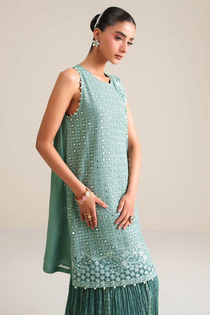 Cross Stitch - Ocean Elegance Chiffon Unstitch Suit For Women - 4 Piece