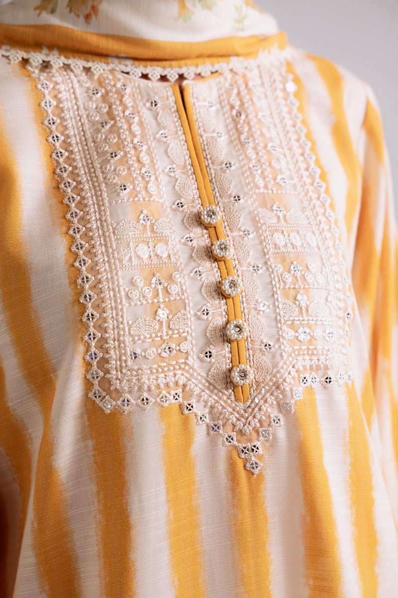 Cross Stitch - Ochre Bliss - Khaddar Printed Suit - 3 Piece - Unstitch