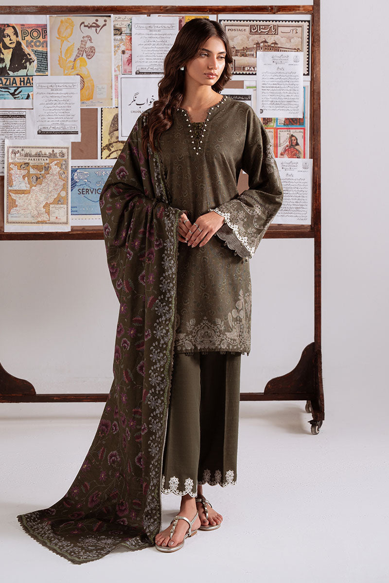 Cross Stitch - Olive Charm - Khaddar Printed Suit - 3 Piece - Unstitch