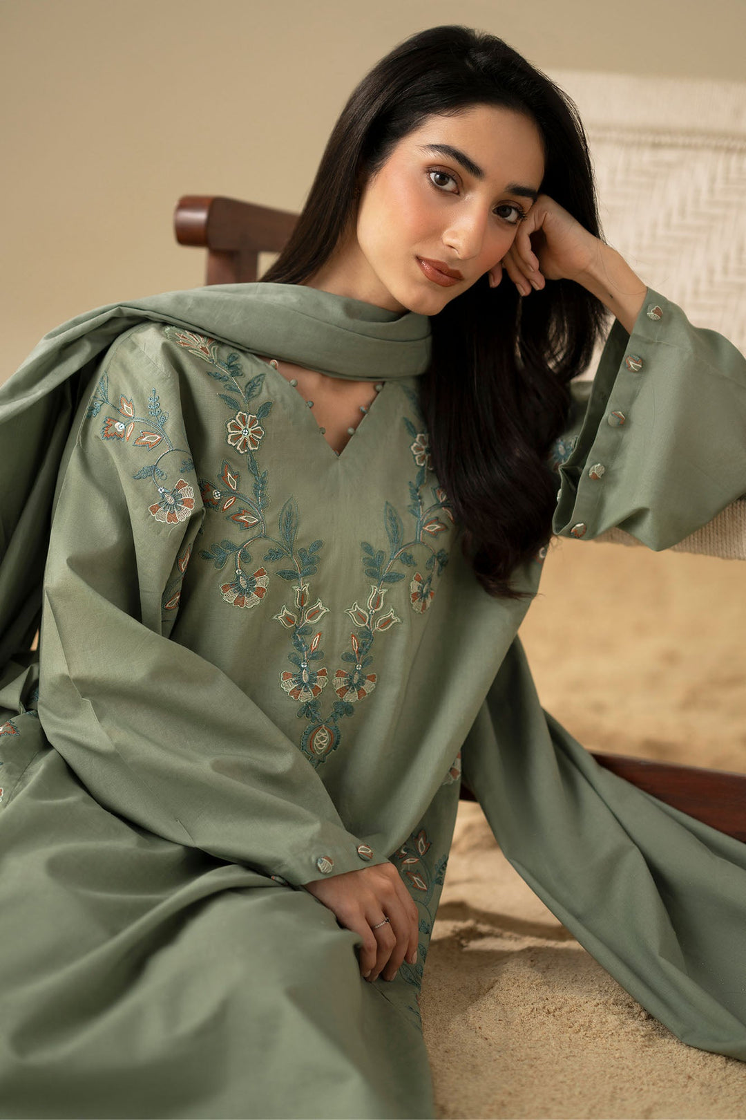 Cross Stitch Olive Dusk 3 Piece Suit Green