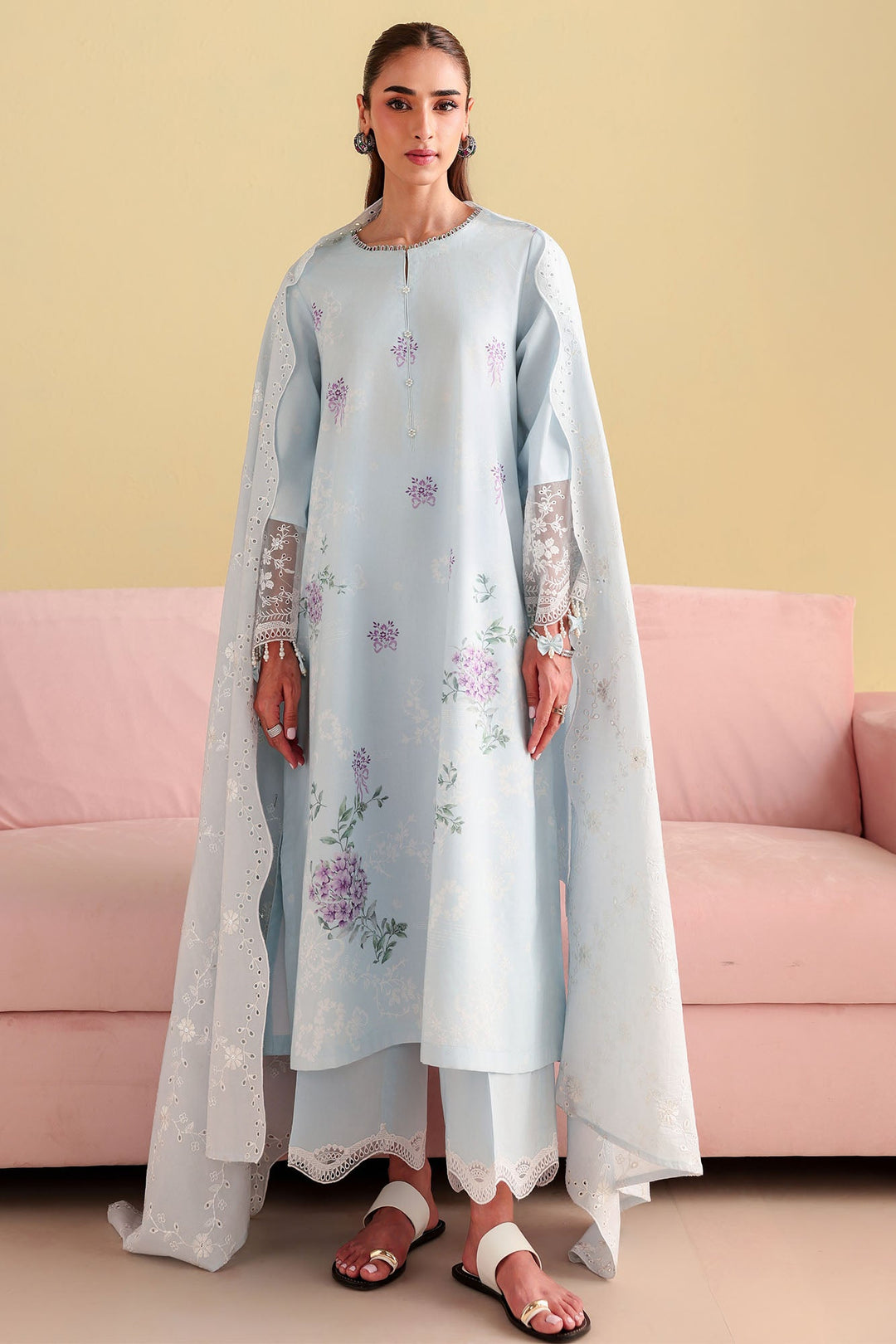 Cross Stitch - Opaline Pearl Printed Lawn Unstitch Suit For Women - 3 Piece
