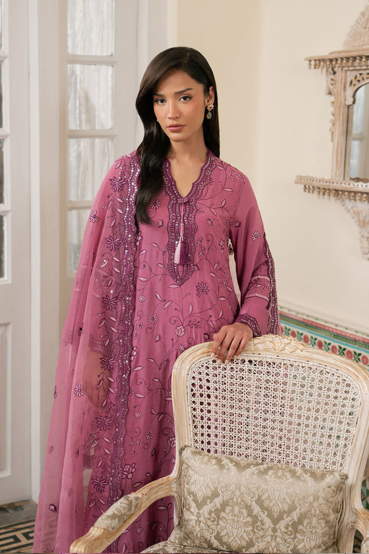 Cross Stitch - Orchid Aura Silk Suit For Women - Purple - 3 Piece