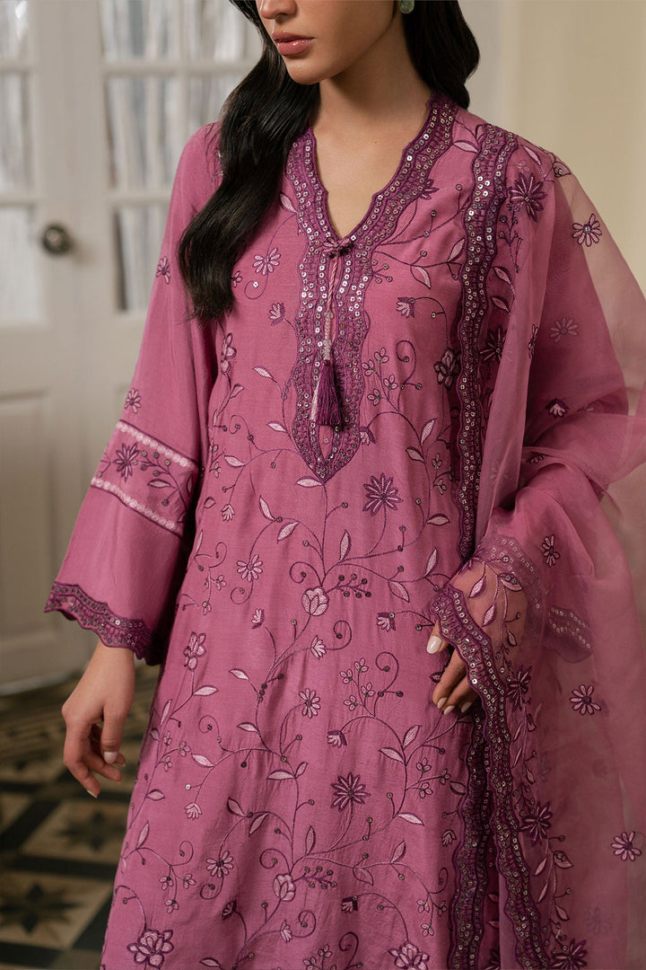 Cross Stitch - Orchid Aura Silk Suit For Women - Purple - 3 Piece