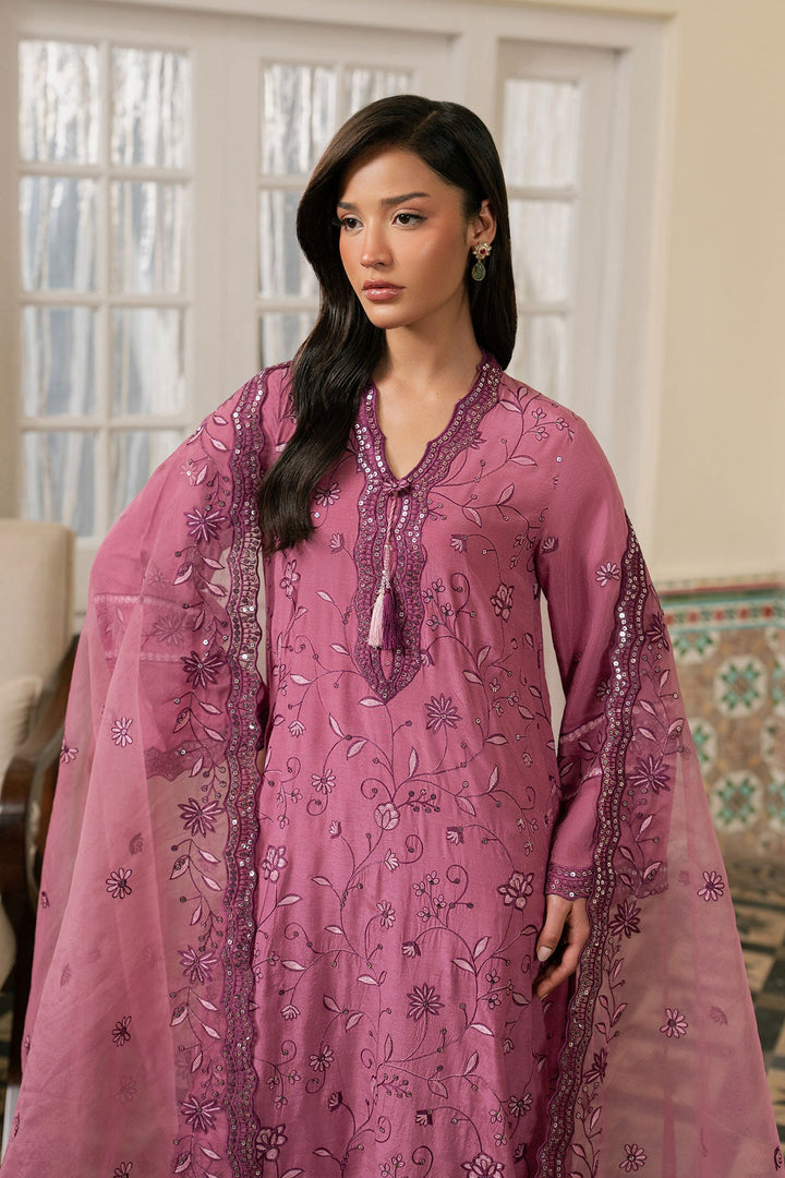 Cross Stitch - Orchid Aura Silk Suit For Women - Purple - 3 Piece