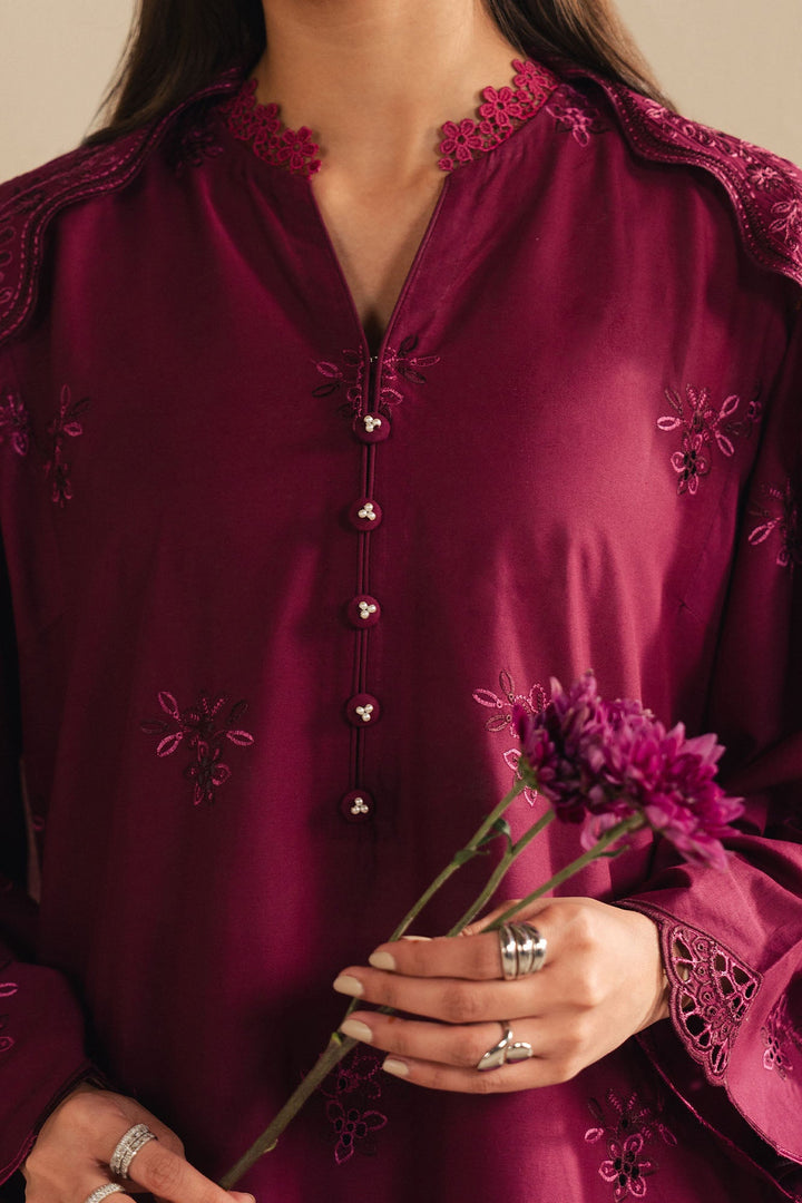 Cross Stitch - Orchid Dream Cambric Suit For Women - Plum - 3 Piece