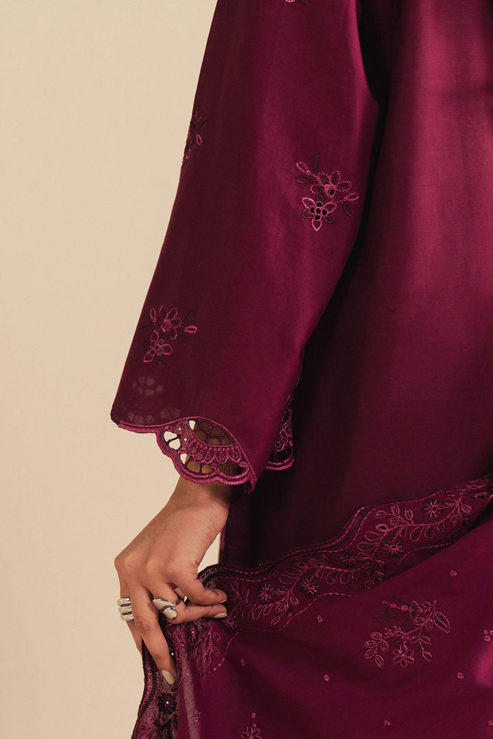 Cross Stitch - Orchid Dream Cambric Suit For Women - Plum - 3 Piece