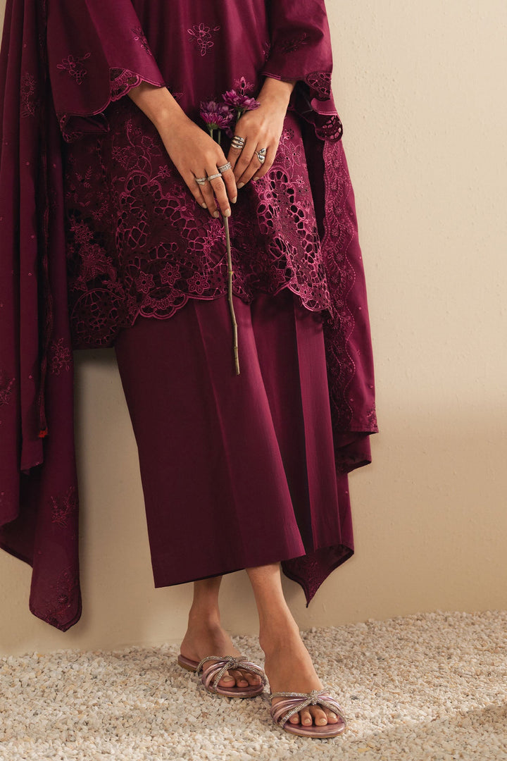 Cross Stitch - Orchid Dream Cambric Suit For Women - Plum - 3 Piece