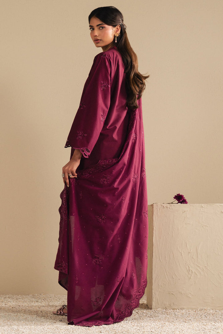 Cross Stitch - Orchid Dream Cambric Suit For Women - Plum - 3 Piece