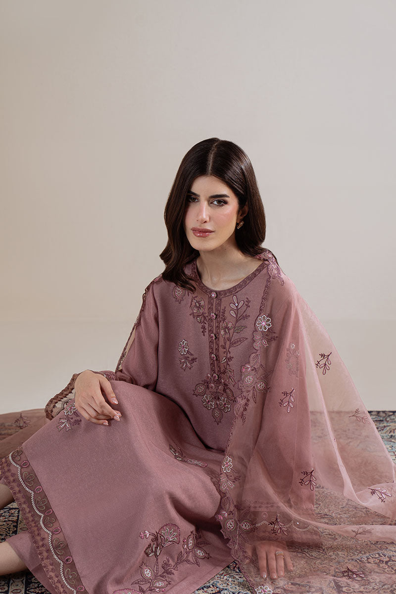 Cross Stitch - Orchid Dusk Karandi Suit For Women - Pink - 3 Piece
