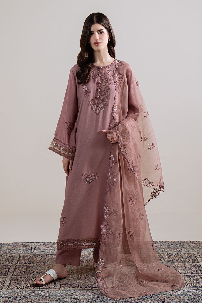 Cross Stitch - Orchid Dusk Karandi Suit For Women - Pink - 3 Piece
