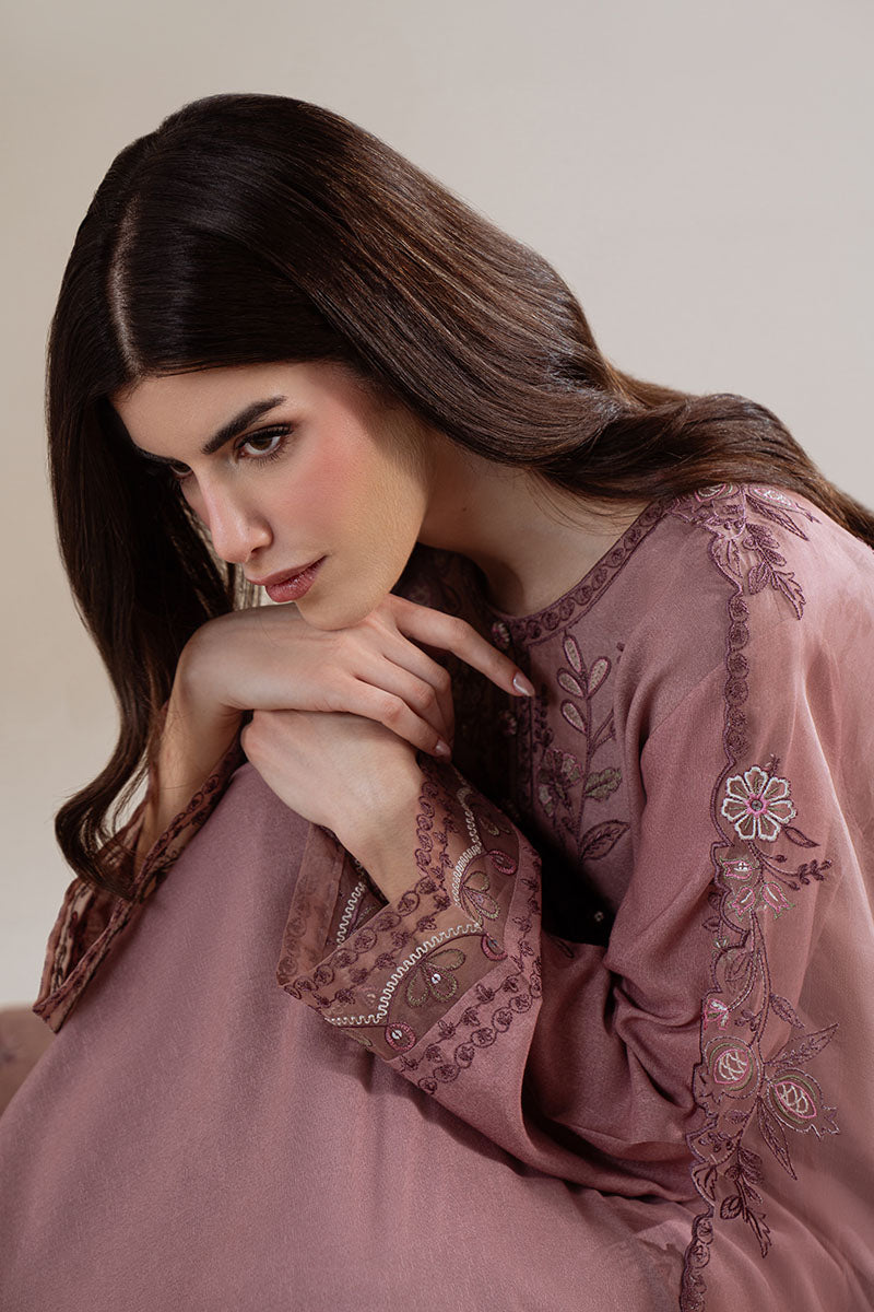 Cross Stitch - Orchid Dusk Karandi Suit For Women - Pink - 3 Piece