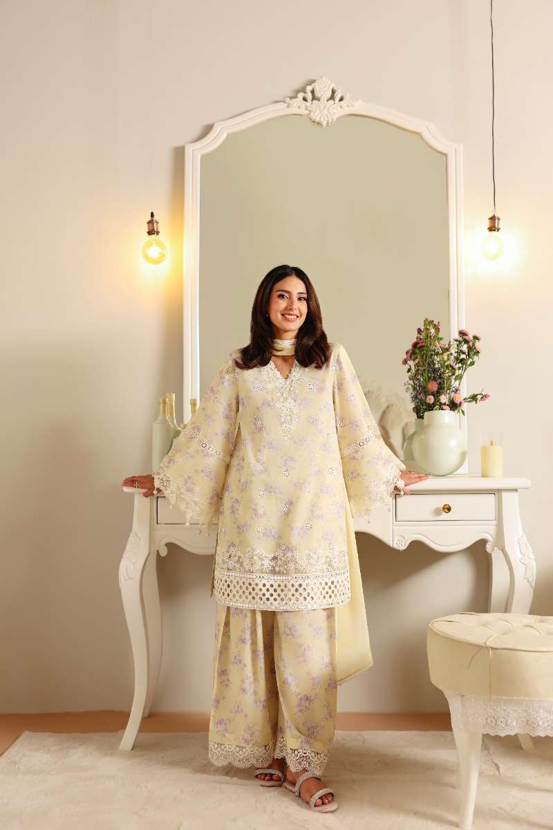 Cross Stitch - Orchid Flare Lawn Unstitch Suit For Women - 3 Piece