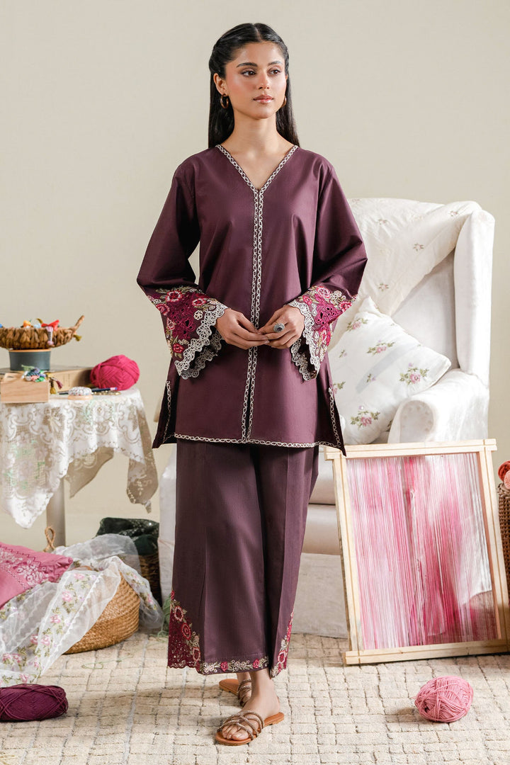 Cross Stitch - Orchid Smoke Cambric Suit For Women - Purple - 2 Piece