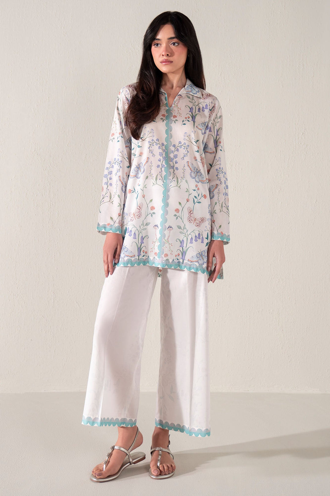 Cross Stitch - Orchid Whisper Lawn Suit For Women - White - 2 Piece