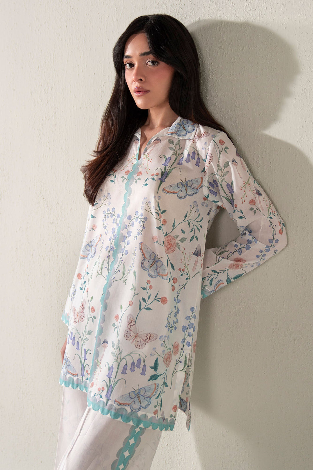 Cross Stitch - Orchid Whisper Lawn Suit For Women - White - 2 Piece