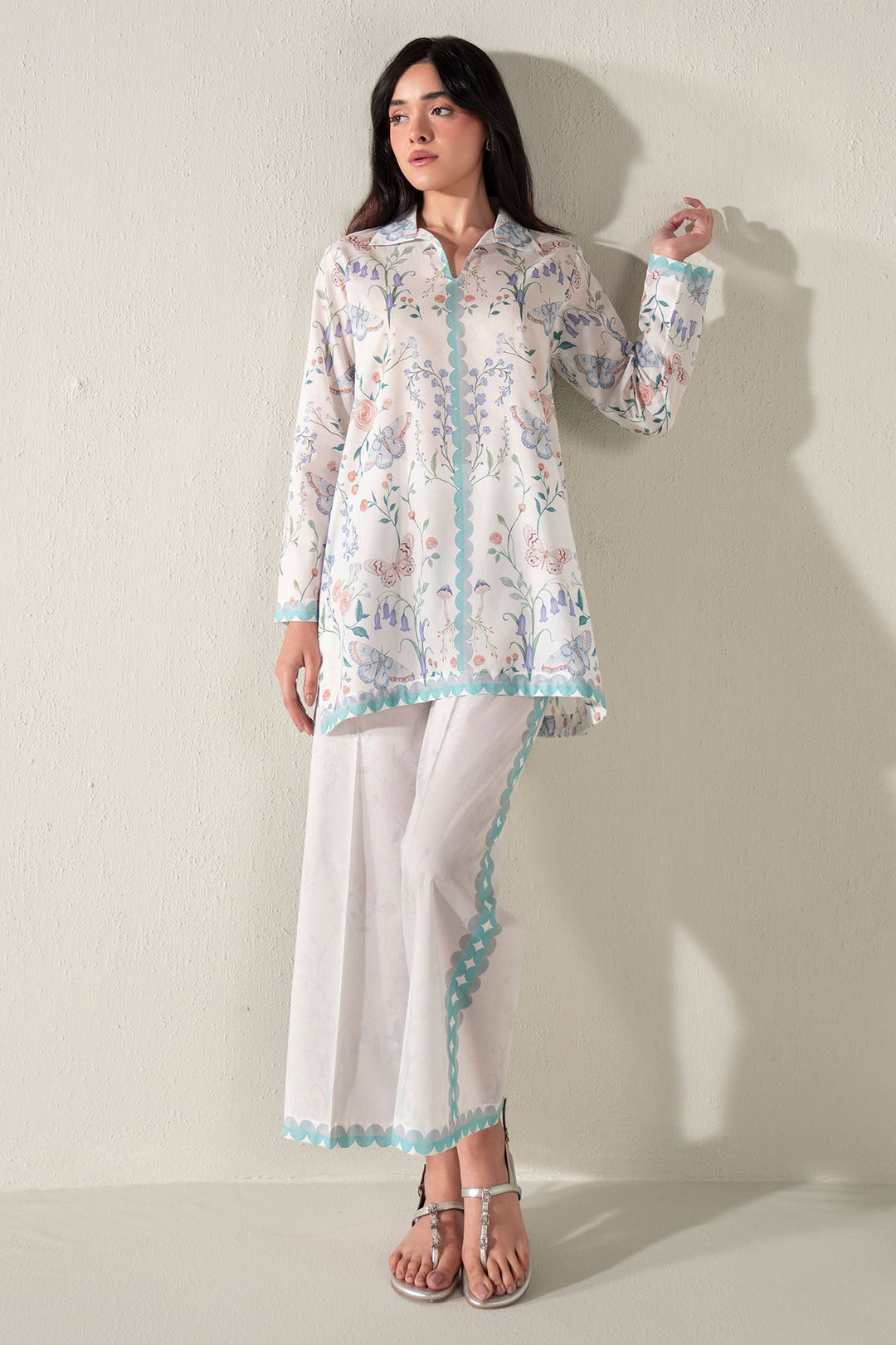 Cross Stitch - Orchid Whisper Lawn Suit For Women - White - 2 Piece