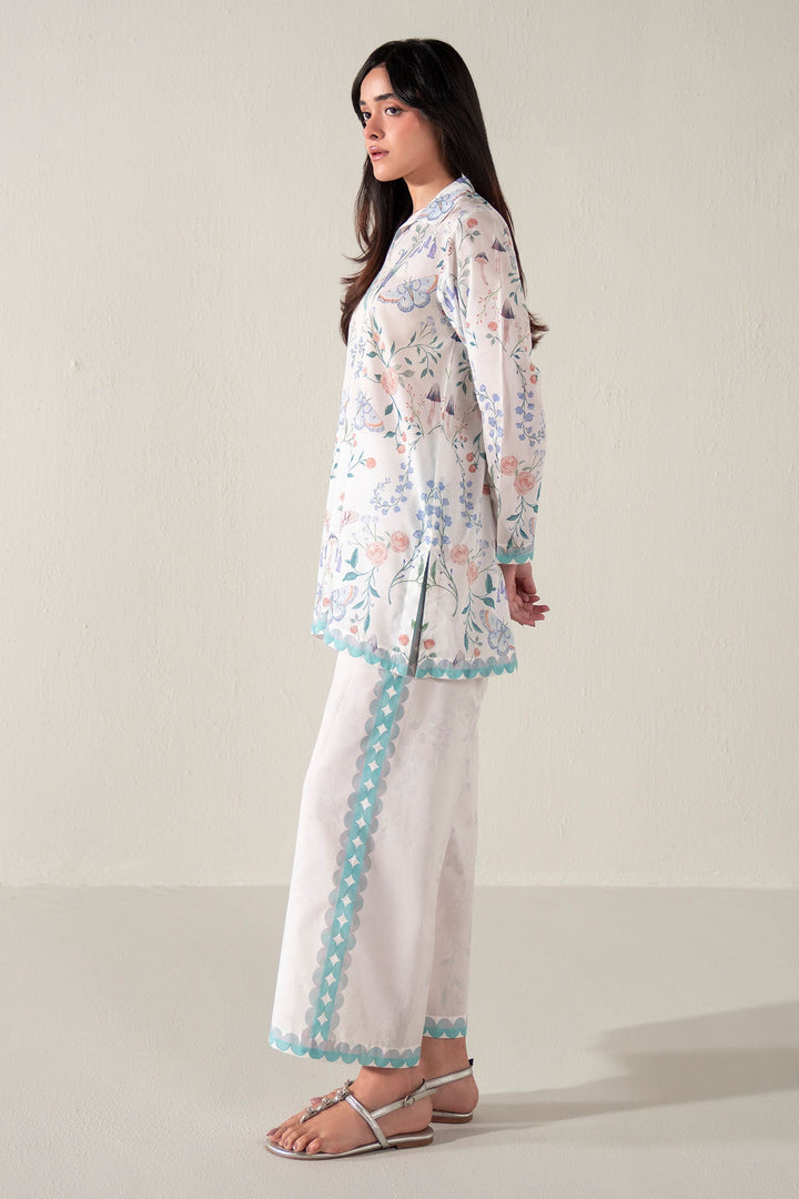 Cross Stitch - Orchid Whisper Lawn Suit For Women - White - 2 Piece