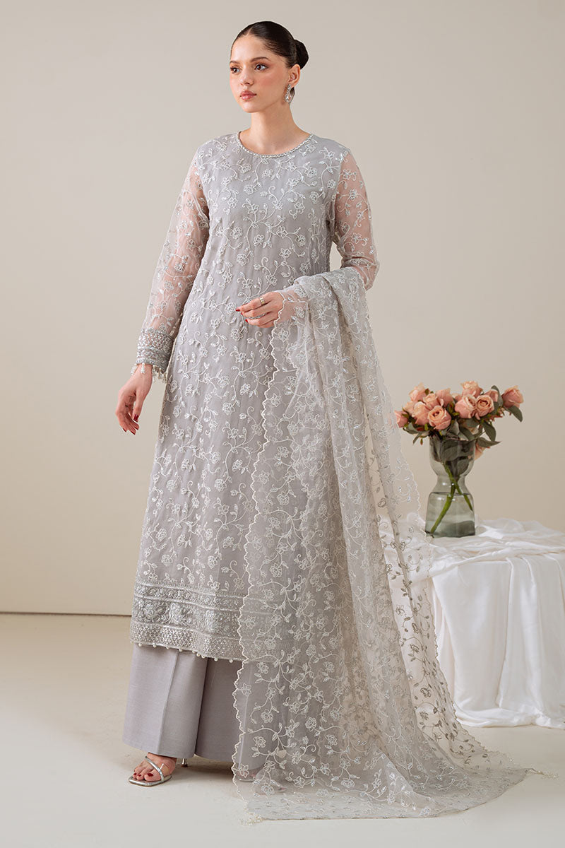 Cross Stitch - PEARL GRAY - Chiffon - 4 Piece - Unstitched
