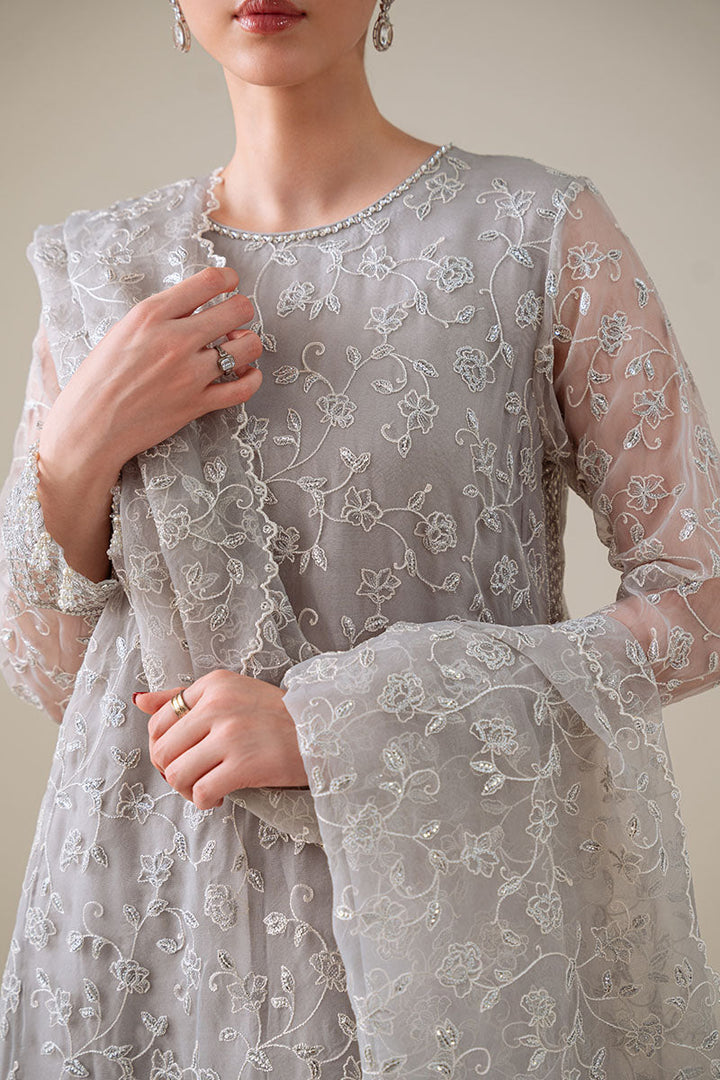 Cross Stitch - PEARL GRAY - Chiffon - 4 Piece - Unstitched