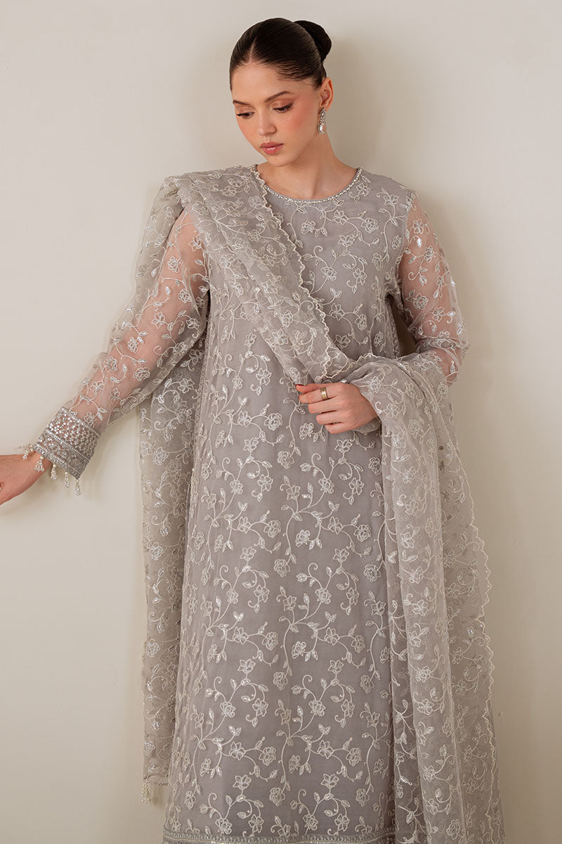 Cross Stitch - PEARL GRAY - Chiffon - 4 Piece - Unstitched
