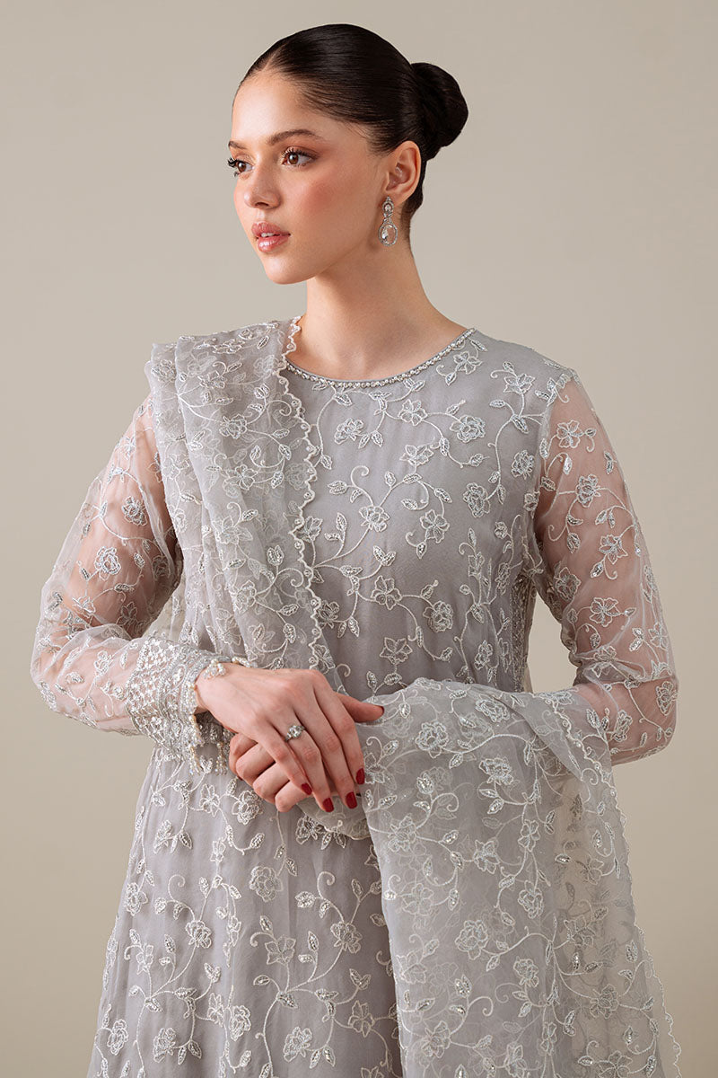 Cross Stitch - PEARL GRAY - Chiffon - 4 Piece - Unstitched