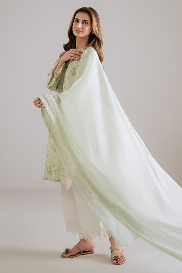 Cross Stitch - Pale Dew Silk Suit For Women - Green - 2 Piece