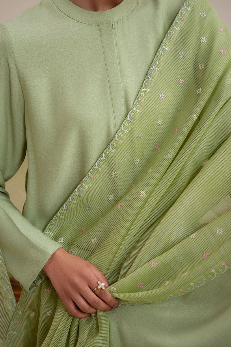 Cross Stitch - Palm Tree Karandi Suit For Women - Green - 3 Piece