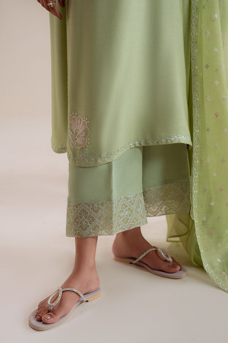 Cross Stitch - Palm Tree Karandi Suit For Women - Green - 3 Piece