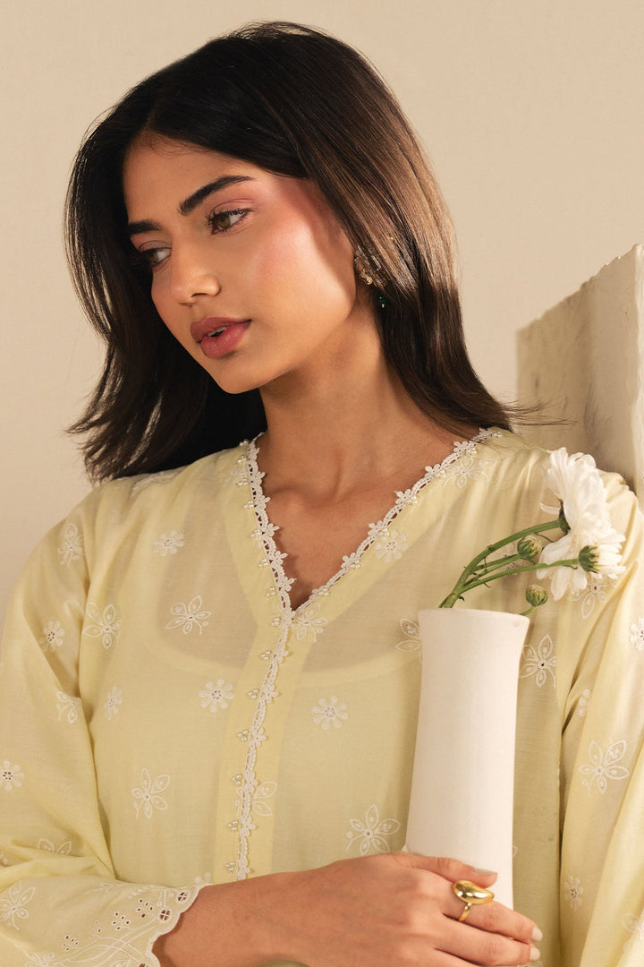 Cross Stitch - Pastel Sunshine Cambric Suit For Women - Yellow - 2 Piece