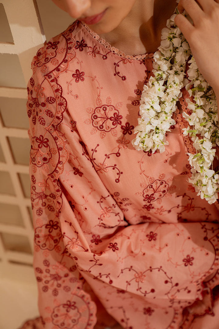 Cross Stitch - Peach Sorbet Chikankari Lawn Unstitch Suit For Women - 3 Piece