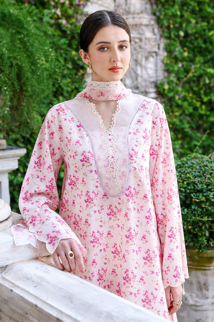 Cross Stitch - Peach Sprinkle Lawn Unstitch Suit For Women - 3 Piece