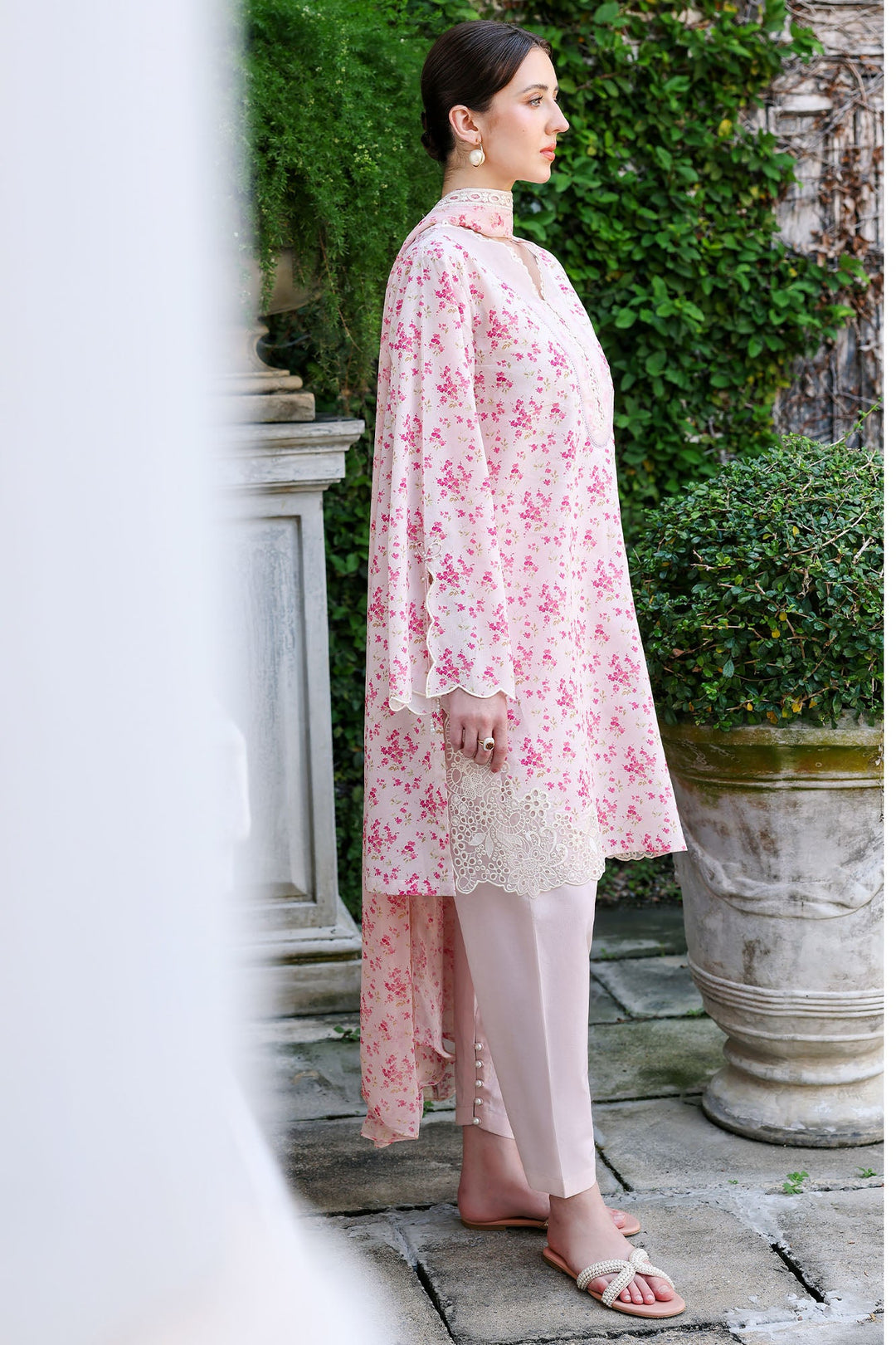 Cross Stitch - Peach Sprinkle Lawn Unstitch Suit For Women - 3 Piece