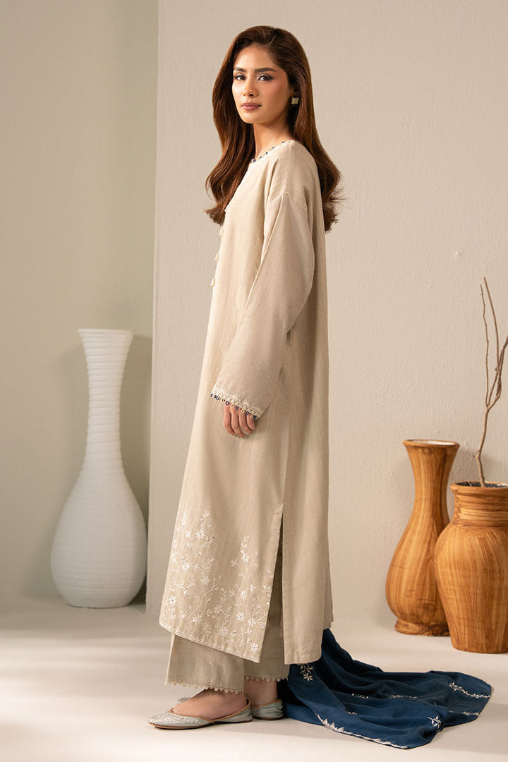 Cross Stitch - Pearl Blue Slub Khaddar Suit For Women - Gray - 2 Piece