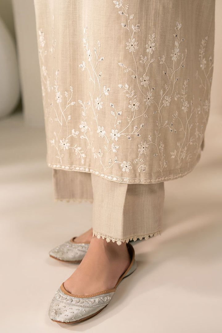 Cross Stitch - Pearl Blue Slub Khaddar Suit For Women - Gray - 2 Piece