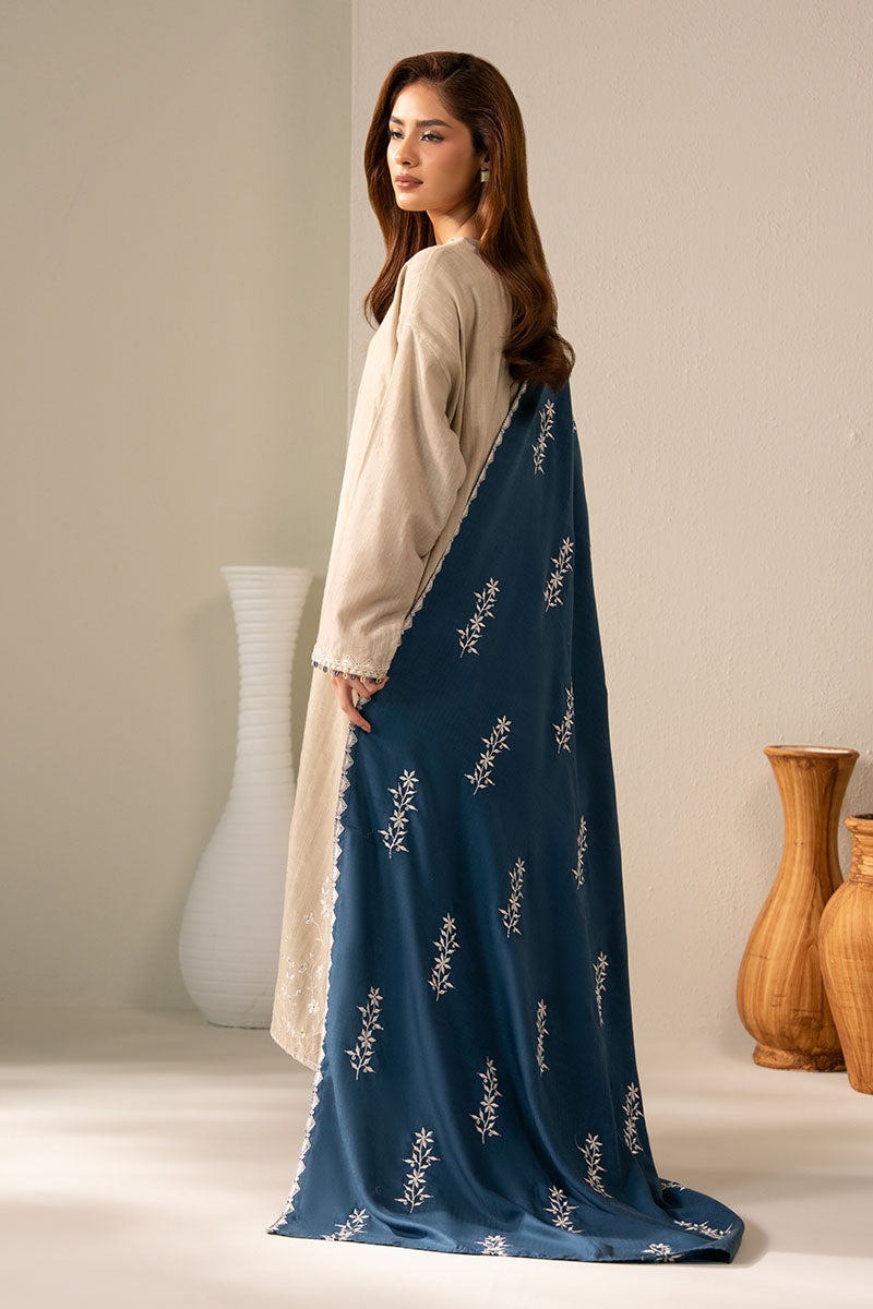 Cross Stitch - Pearl Blue Slub Khaddar Suit For Women - Gray - 2 Piece