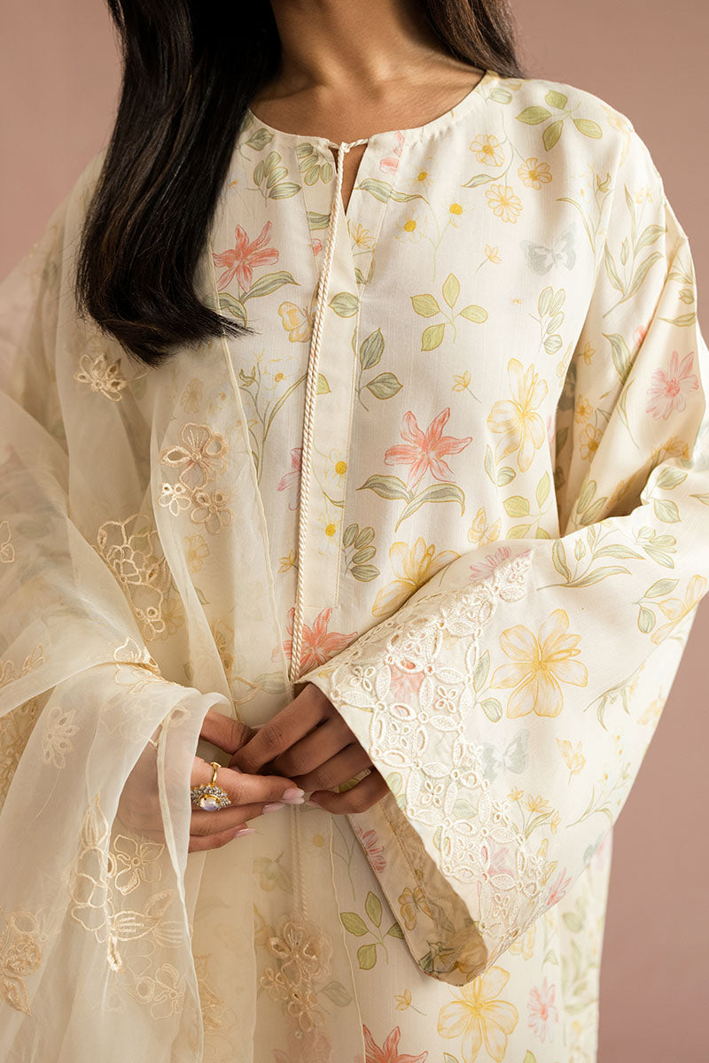 Cross Stitch - Pearl Parade Silk Suit For Women - Yellow - 2 Piece