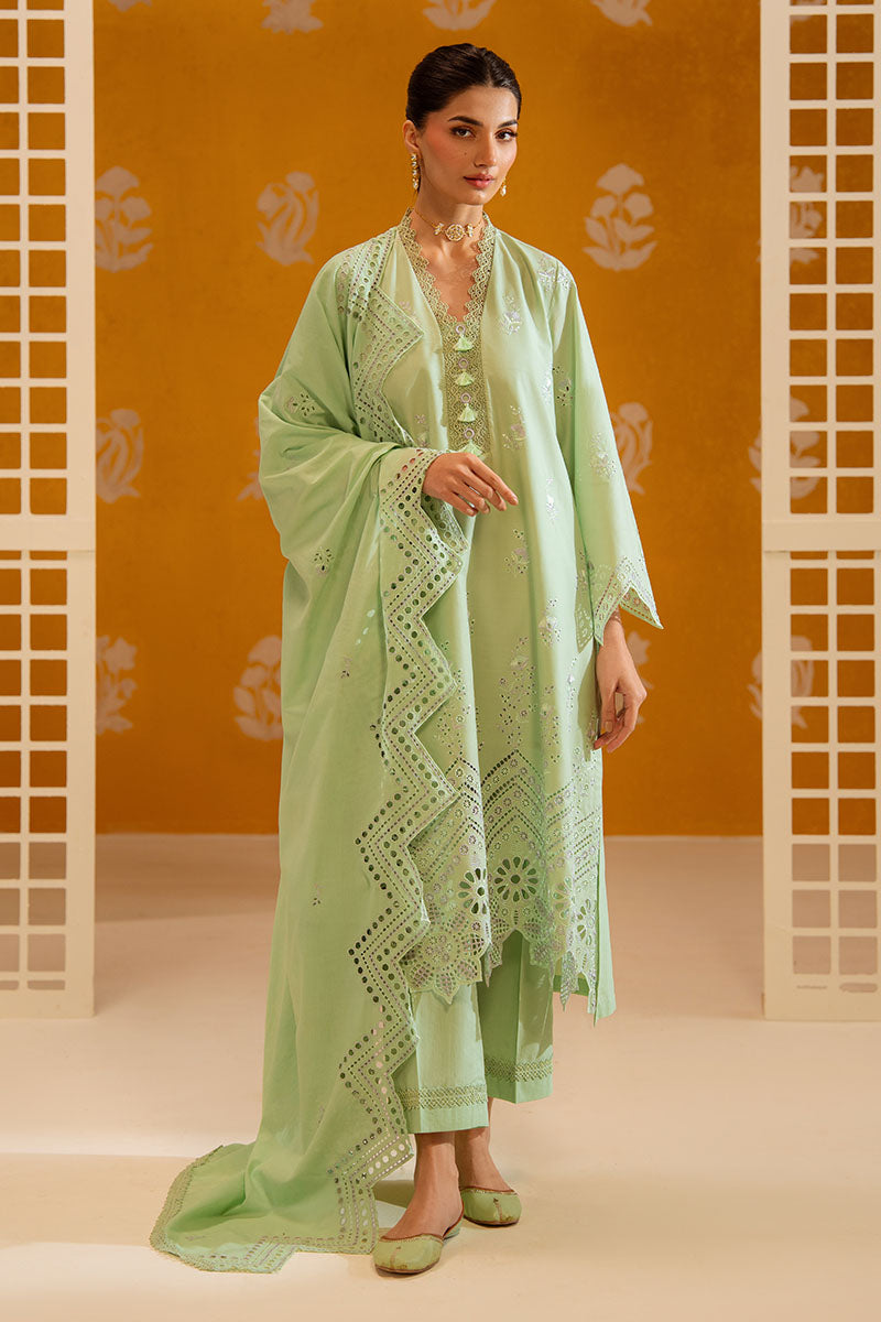 Cross Stitch - Pepper Mint Chikankari Lawn Unstitch Suit For Women - 3 Piece