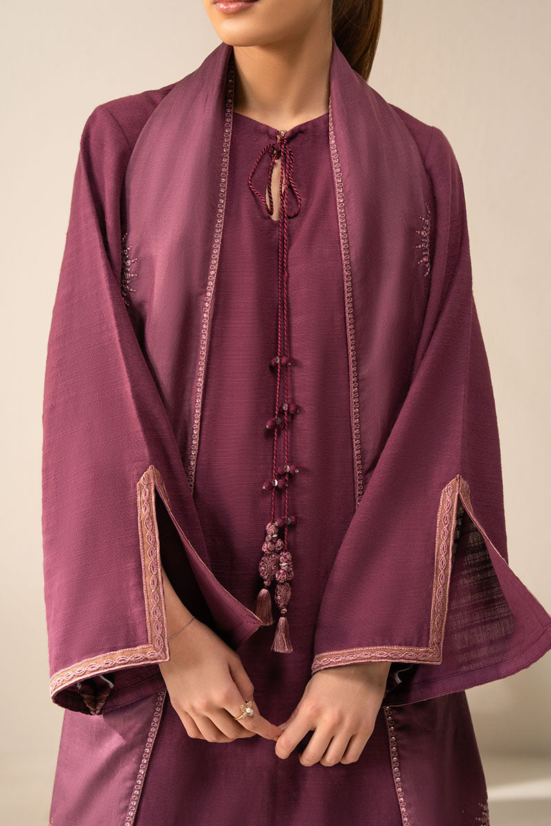 Cross Stitch - Plum Berry Slub Khaddar Suit For Women - Purple - 2 Piece