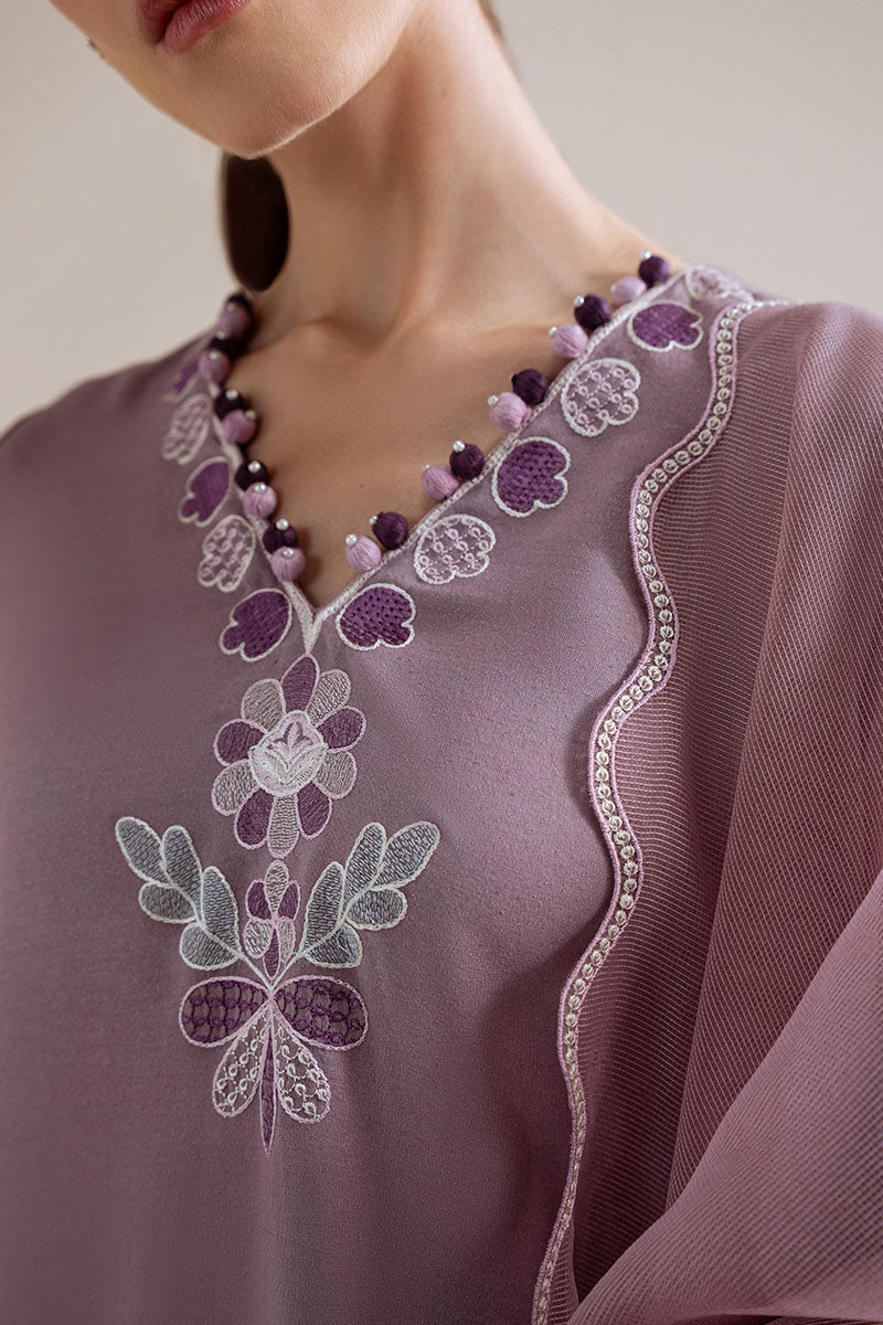 Cross Stitch - Purple Haze Karandi Suit For Women - Purple - 3 Piece