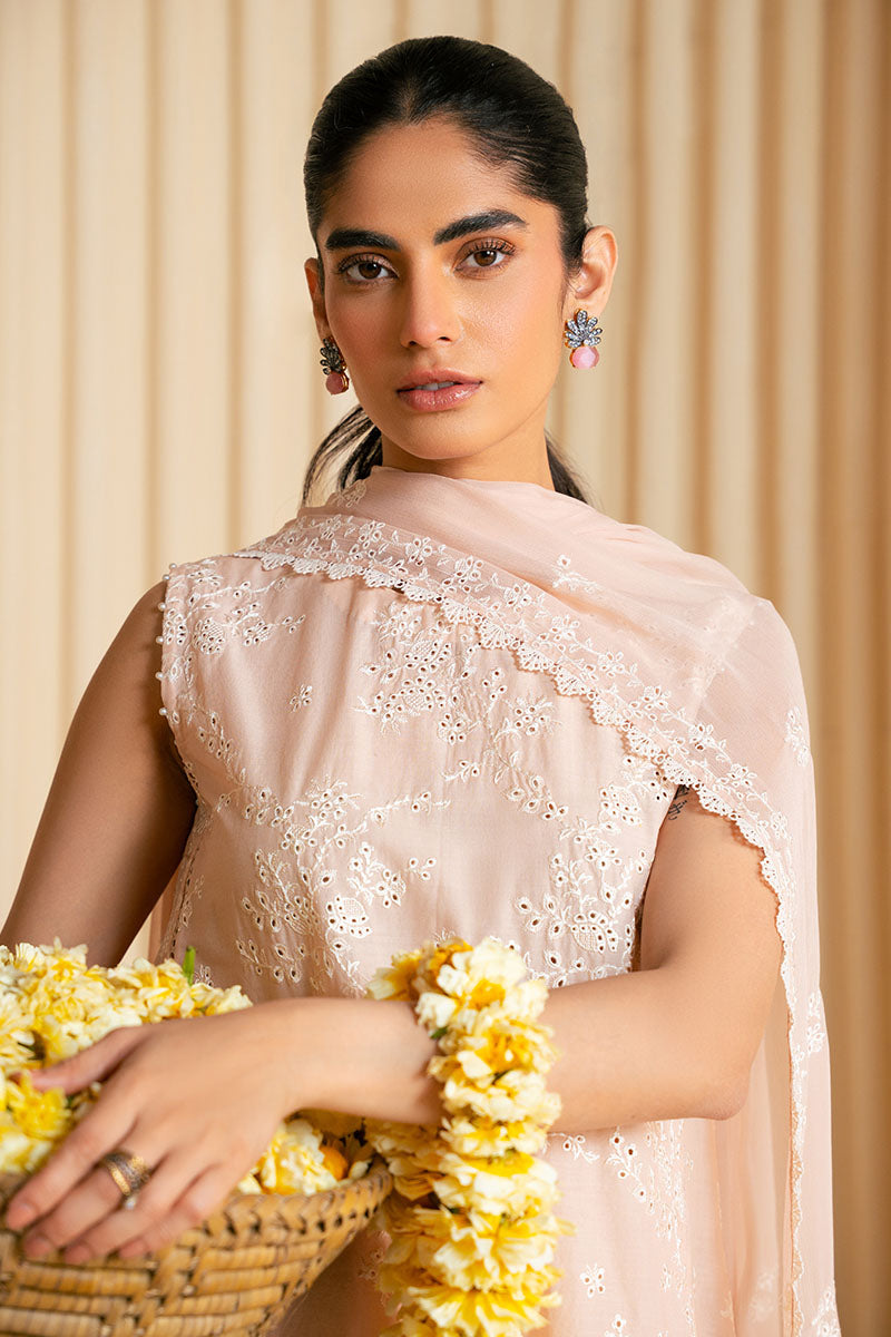 Cross Stitch - ROSY DUSK - Chikankari Lawn - 3 Piece - Unstitched