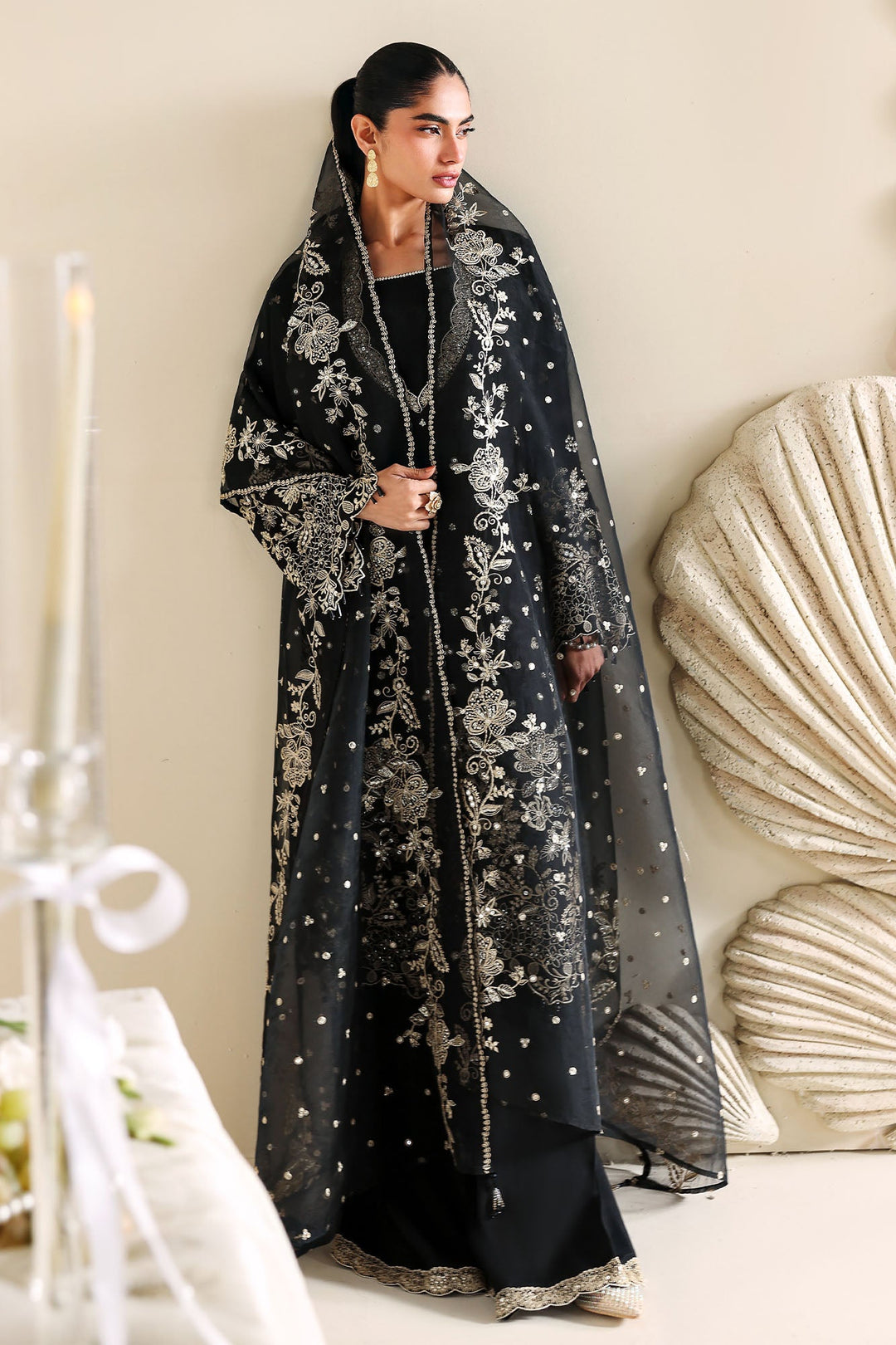 Cross Stitch - Raven Glam Silk Suit For Women - 3 Piece
