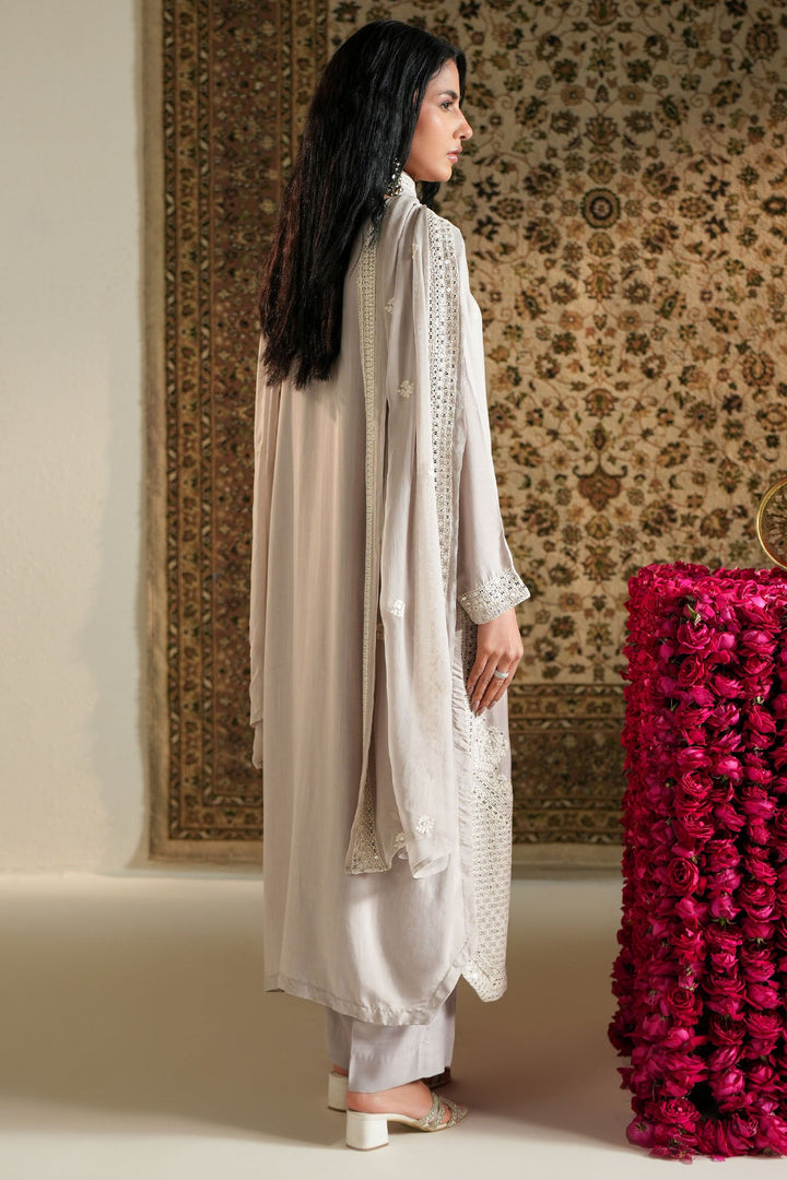 Cross Stitch - Raw Silk Celestial Ice Suit For Women - Gray - 2 Piece