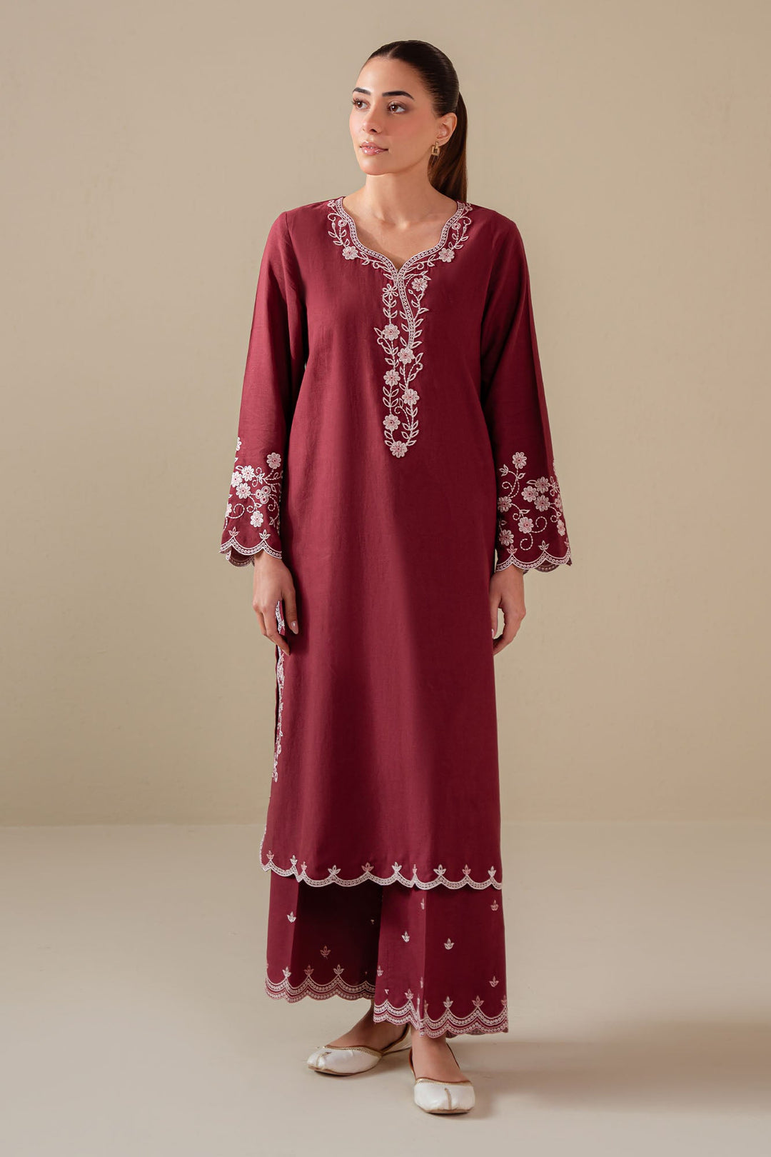 Cross Stitch - Red Wine Lawn Suit For Women - Red - 2 Piece