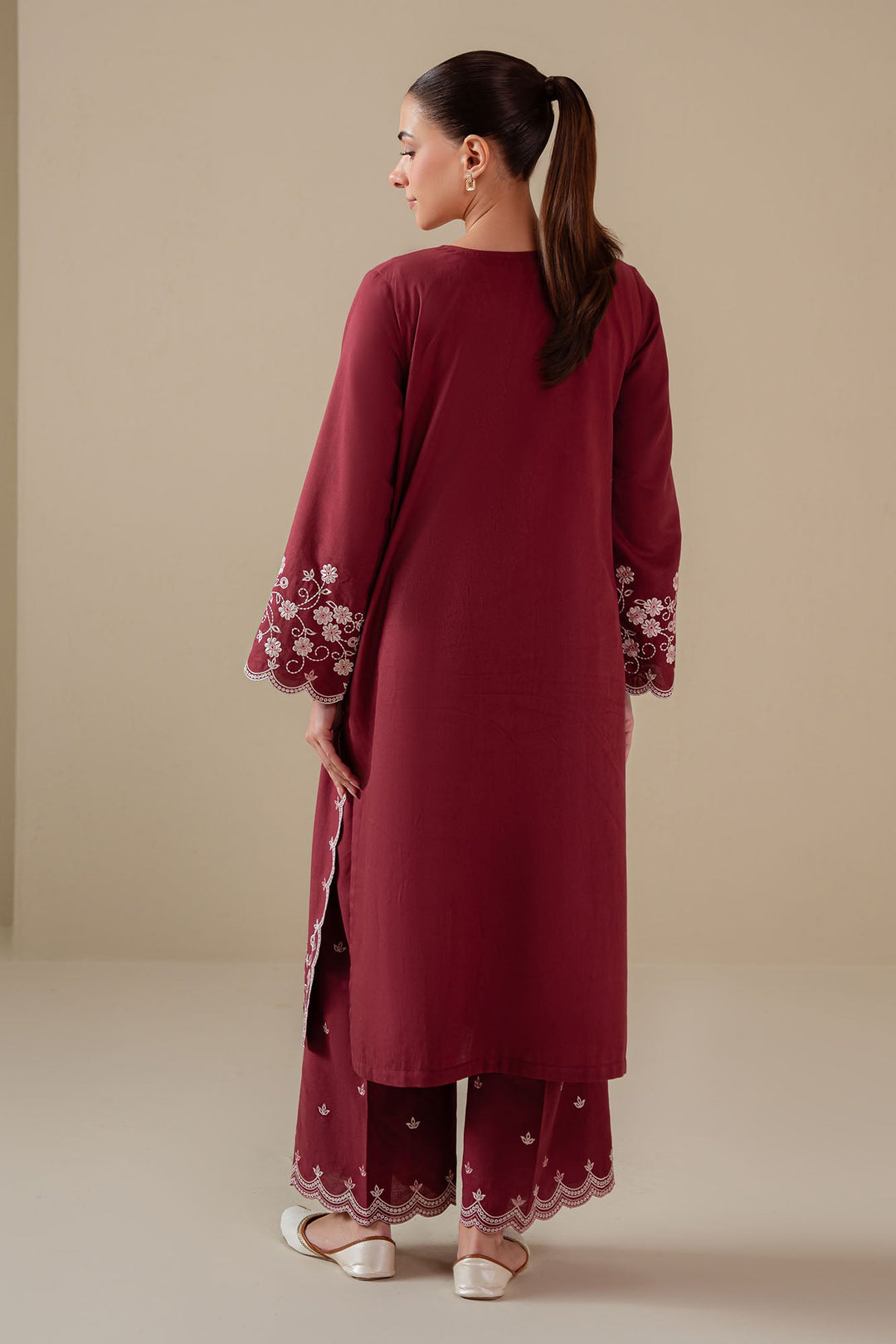 Cross Stitch - Red Wine Lawn Suit For Women - Red - 2 Piece