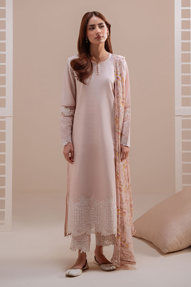 Cross Stitch - Rose Dust Lawn Suit For Women - Pink - 2 Piece