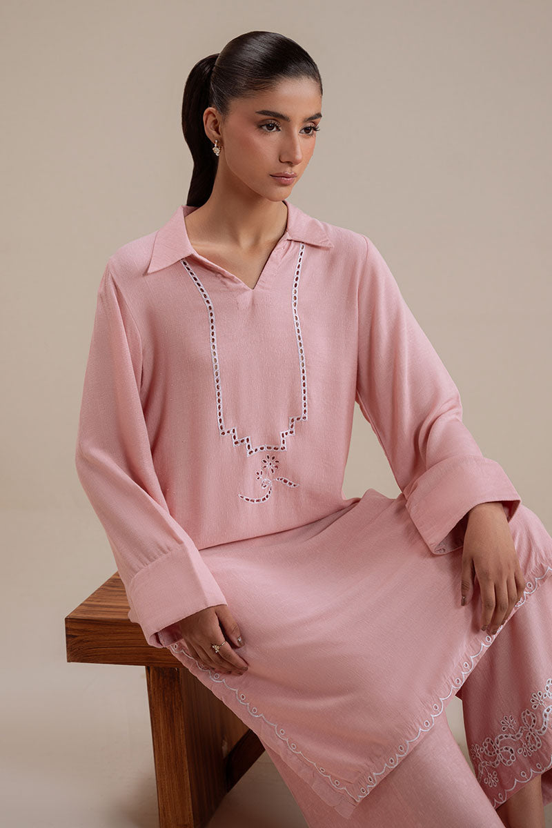 Cross Stitch - Rose Quartz Karandi Suit For Women - Pink - 2 Piece