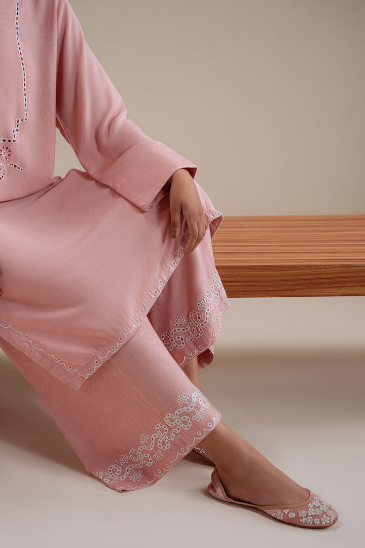 Cross Stitch - Rose Quartz Karandi Suit For Women - Pink - 2 Piece